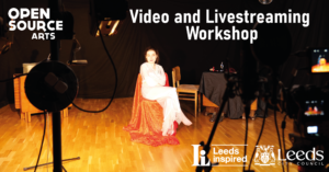 Image of performance artist Jenny Skinner and filming equipment at the Open Source Arts studio.