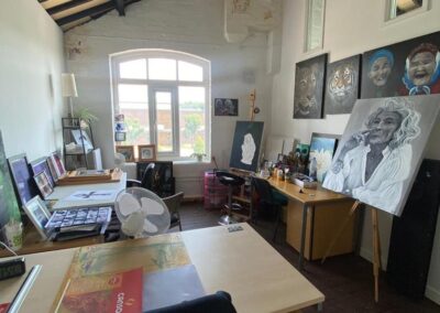 Emma, Alison and Neringa use a shared studio space at Open Source Arts to create a hub for shared and individual creativity.