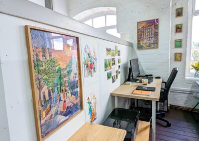 There's a selection of furniture available for studio holders, or artists can bring their own furniture.
