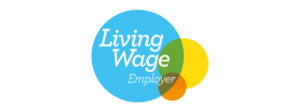 Logo for Living Wage Employer, Open Source Arts is a part of this